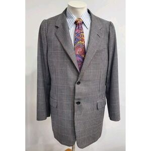 Trussini Men Sport Coat 42 Gray Houndstooth Wool Double Vented  Italy Designer